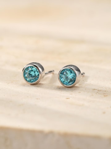 Hey Happiness - Pendientes 'Aquamarine Bezel Cubic Zirconia' en plata