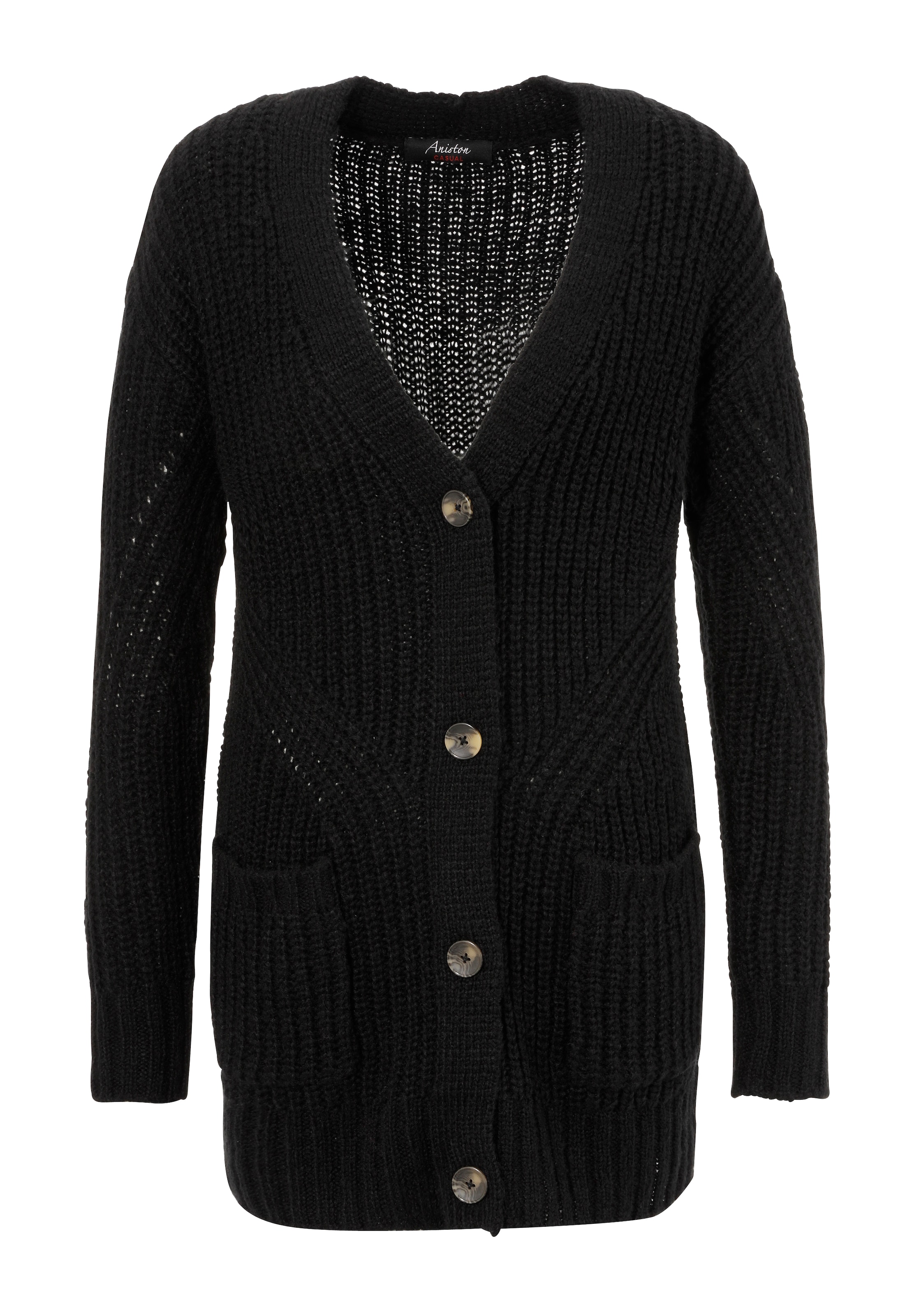Aniston CASUAL Strickjacke in Schwarz: Vorderseite