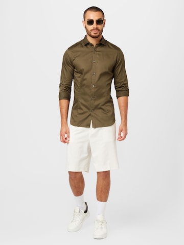 JACK & JONES Slim fit Button Up Shirt 'Parma' in Green