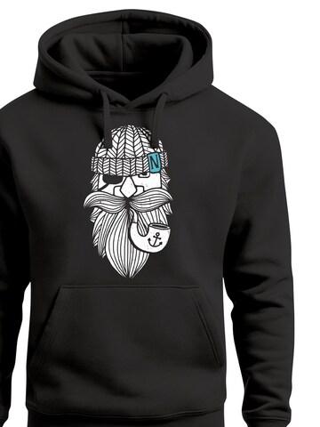 Neverless Sweatshirt 'Sailor Captain mit Pfeife' in Black