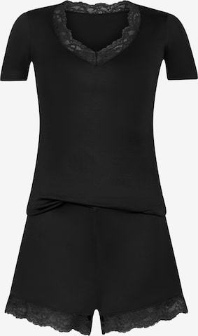 HunkemöllerKratke hlače za spavanje 'Nanna' - crna boja: prednji dio