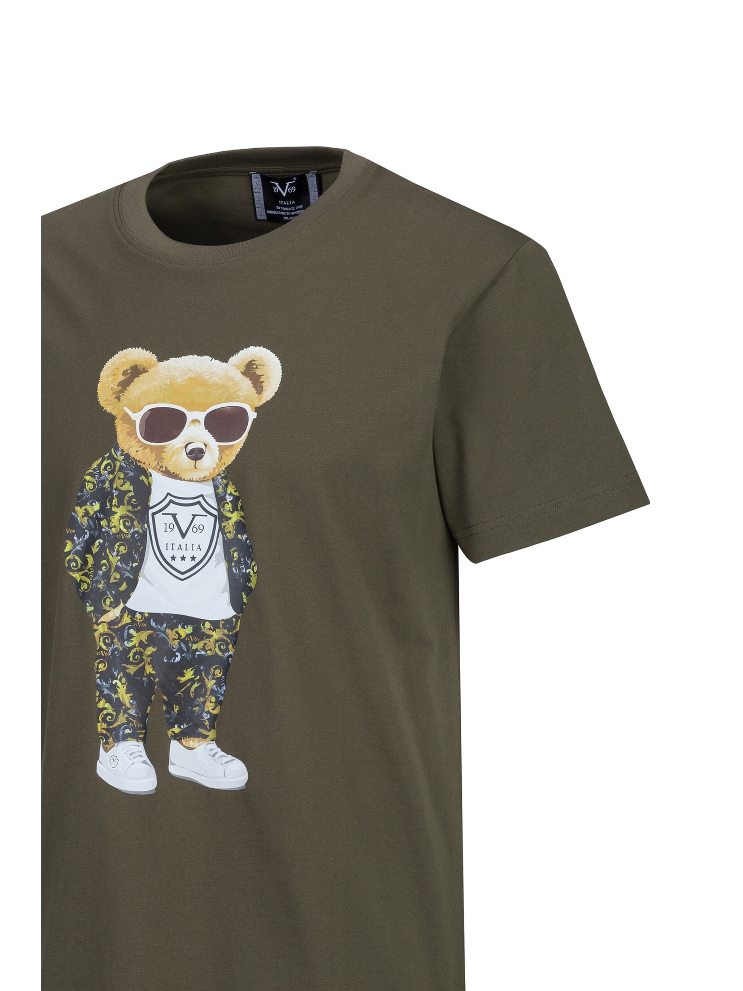 19V69 ITALIA Shirt 'Rafael Baroque Teddy Cool' in Groen