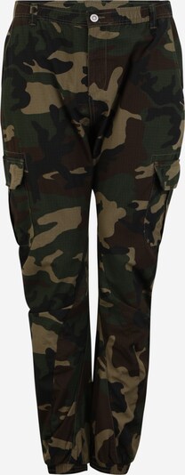 Urban Classics Big & Tall Pantalon cargo en vert foncé / mélange de couleurs, Vue avec produit
