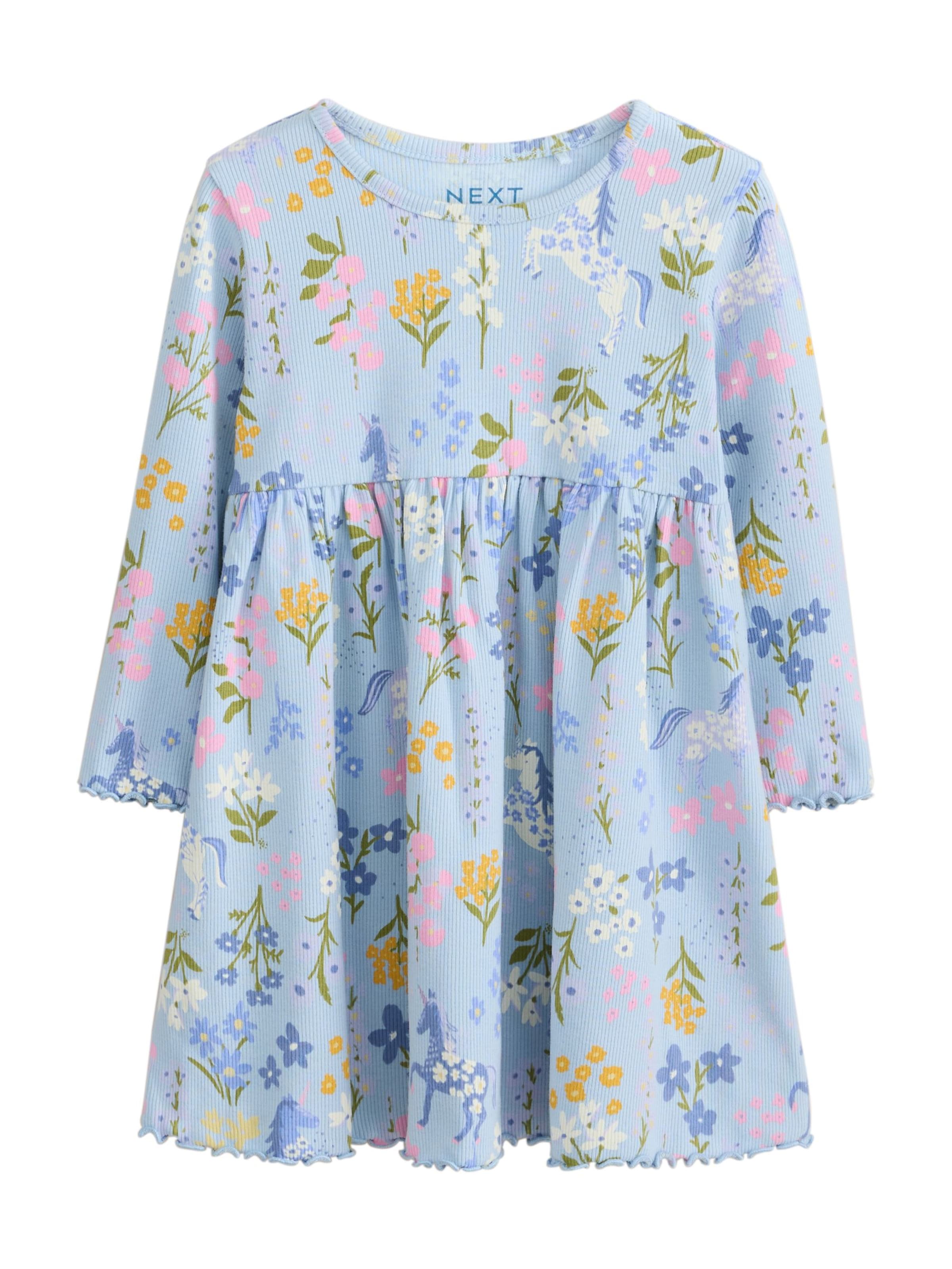Next Robe en 68 en bleu clair / kiwi / rose / blanc, Vue avec produit
