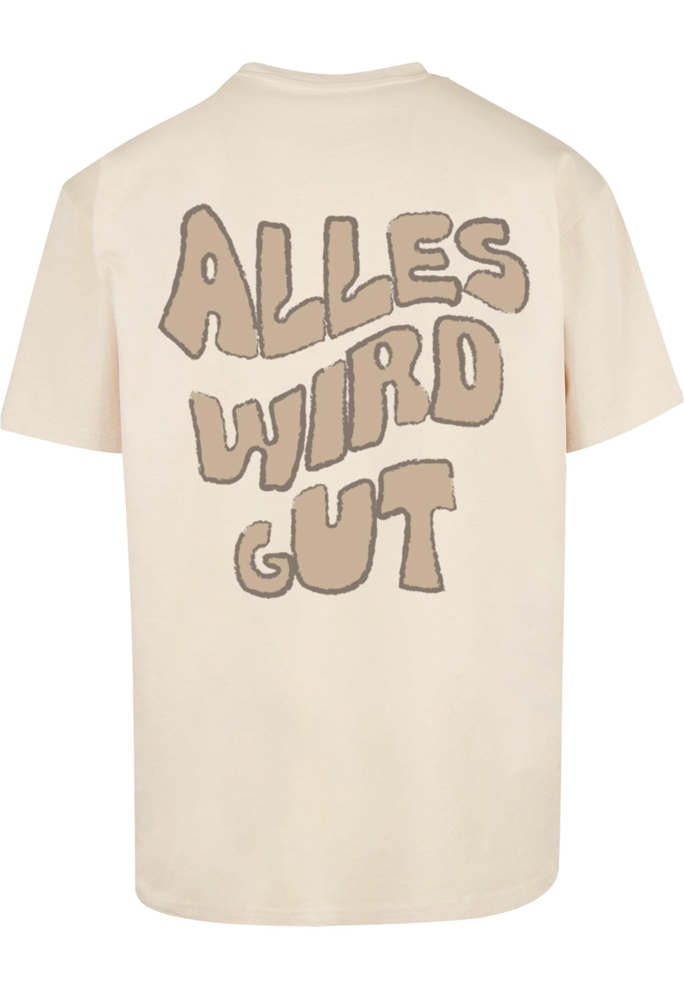 Merchcode Tričko 'Alles Wird Gut' – béžová