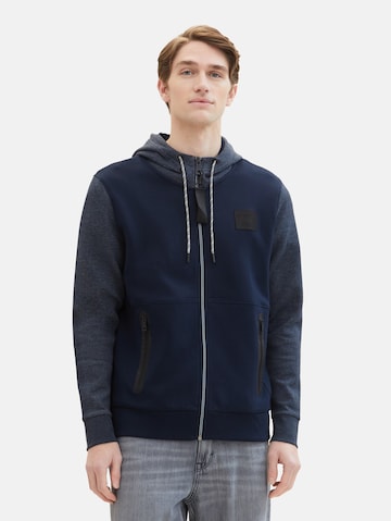 TOM TAILOR Zip-Up Hoodie in Blue: front