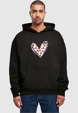 Sweat-shirt 'Valentines Day - Leopard Heart' Merchcode en noir : devant