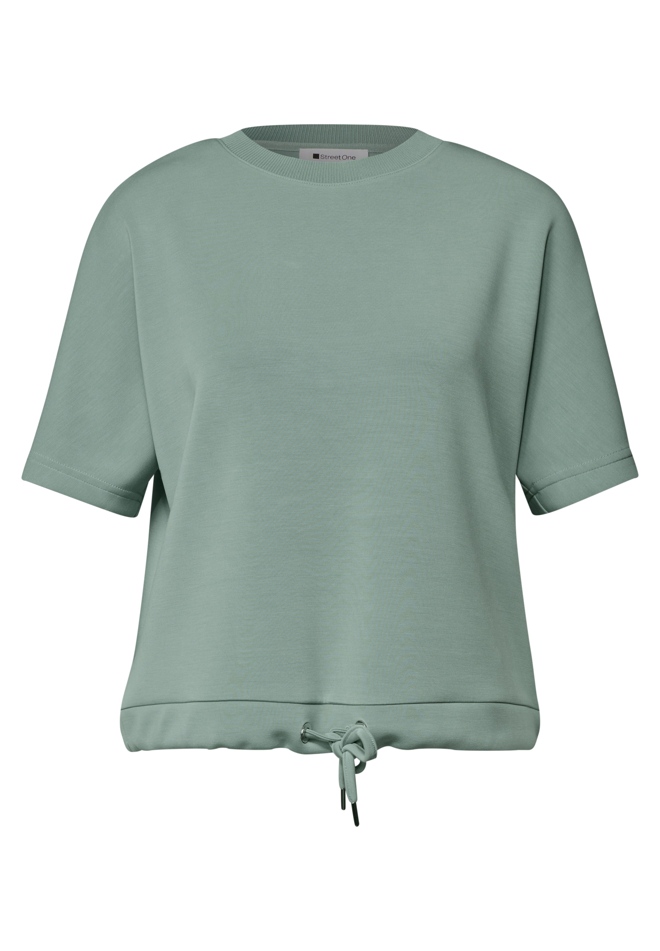 STREET ONE T-Shirt mit Rundhals im Silk-Look in Grün: Vorderseite