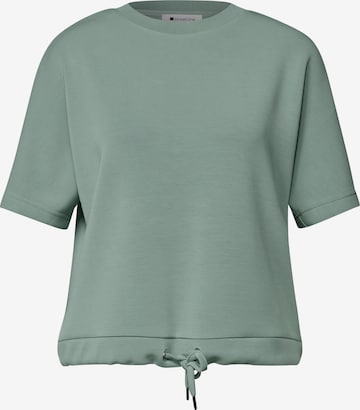 STREET ONE T-Shirt mit Rundhals im Silk-Look in Grün: Vorderseite