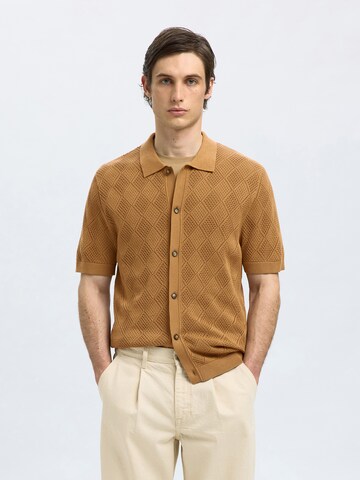 SELECTED HOMME Regular fit Gebreid vest 'SLHARCO' in Bruin: voorkant