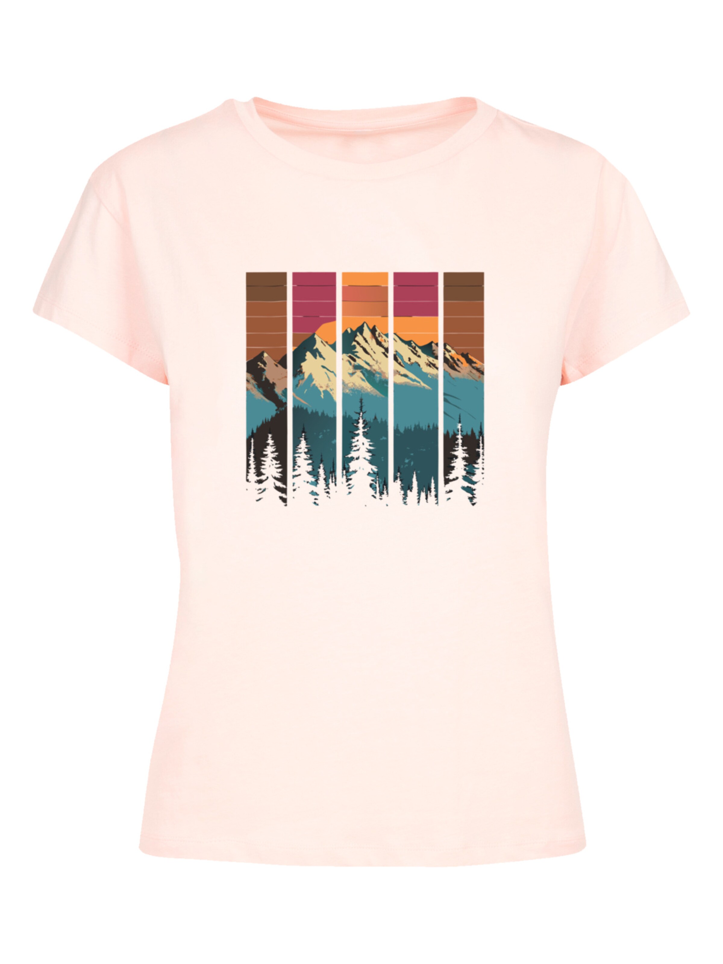 F4NT4STIC Shirt 'Berg Sonnenuntergang Retro' in Roze: voorkant