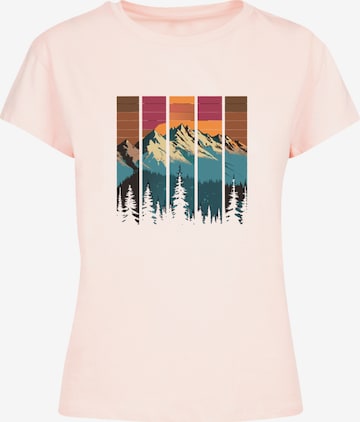 F4NT4STIC Shirt 'Berg Sonnenuntergang Retro' in Roze: voorkant