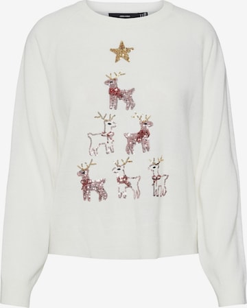 VERO MODA Sweater 'ORNAMENTS/PYRAMIDE' in White: front