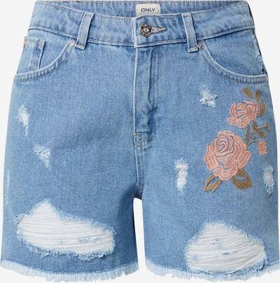 ONLY Jeans 'Kelly' in de kleur Blauw denim / Grasgroen / Oudroze, Productweergave