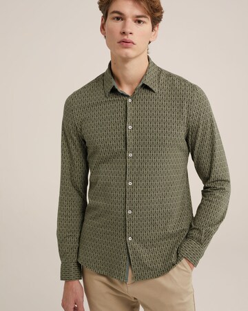 WE Fashion Slim fit Button Up Shirt in Green: front