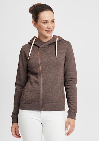 Oxmo Zip-Up Hoodie 'Vicky' in Brown: front