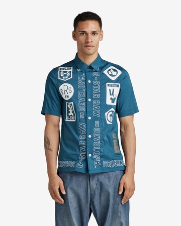 G-Star RAW Regular fit Button Up Shirt 'Hawaii Commando ' in Blue: front