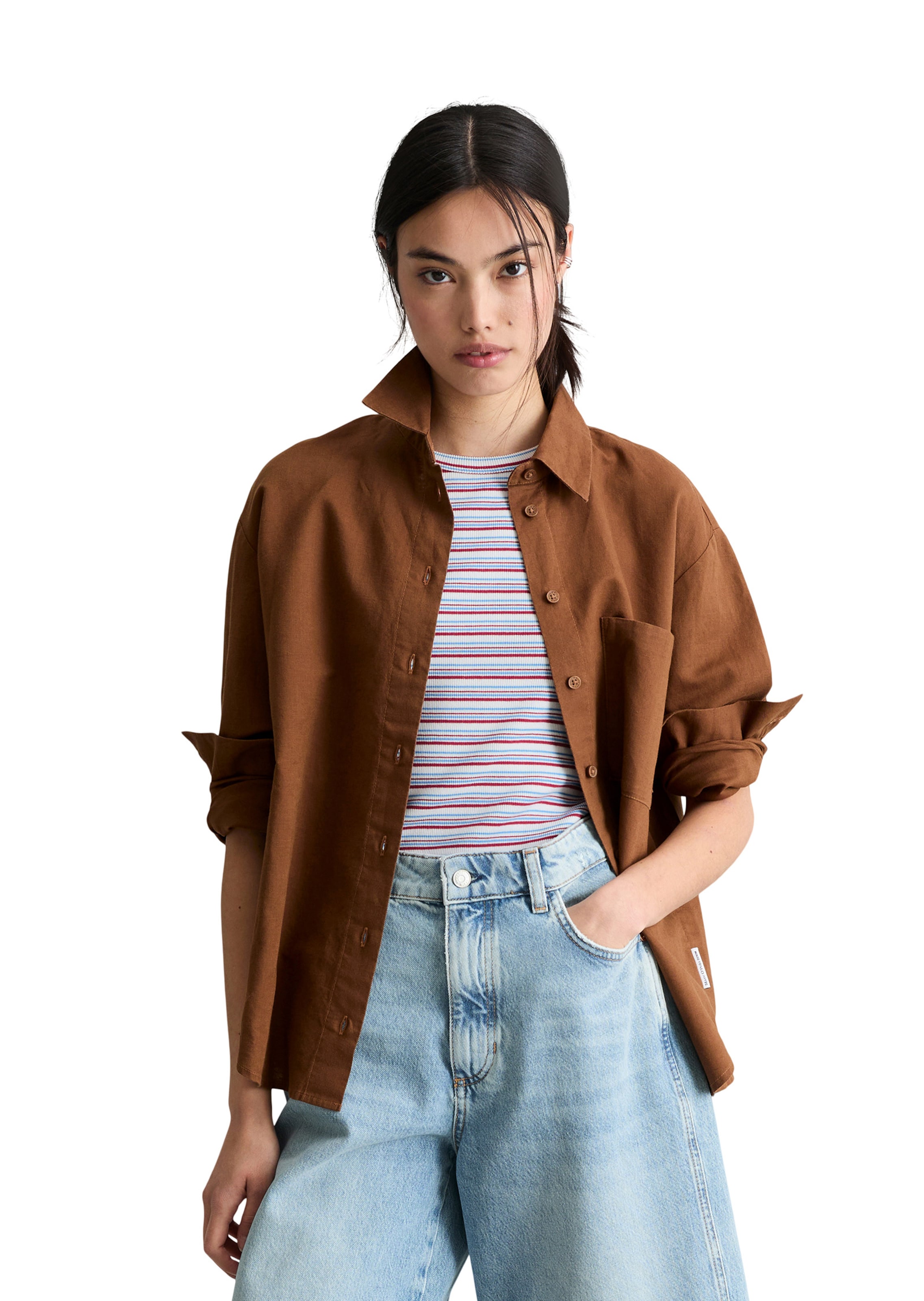 Marc O'Polo DENIM Bluse in Braun: Vorderseite