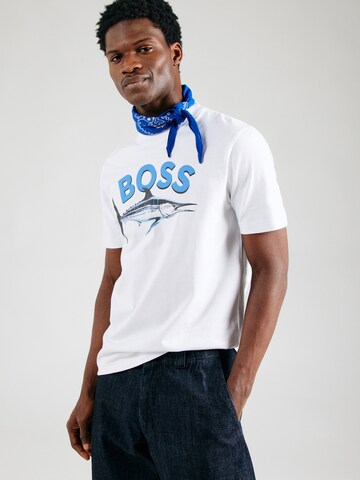 T-Shirt BOSS en blanc : devant