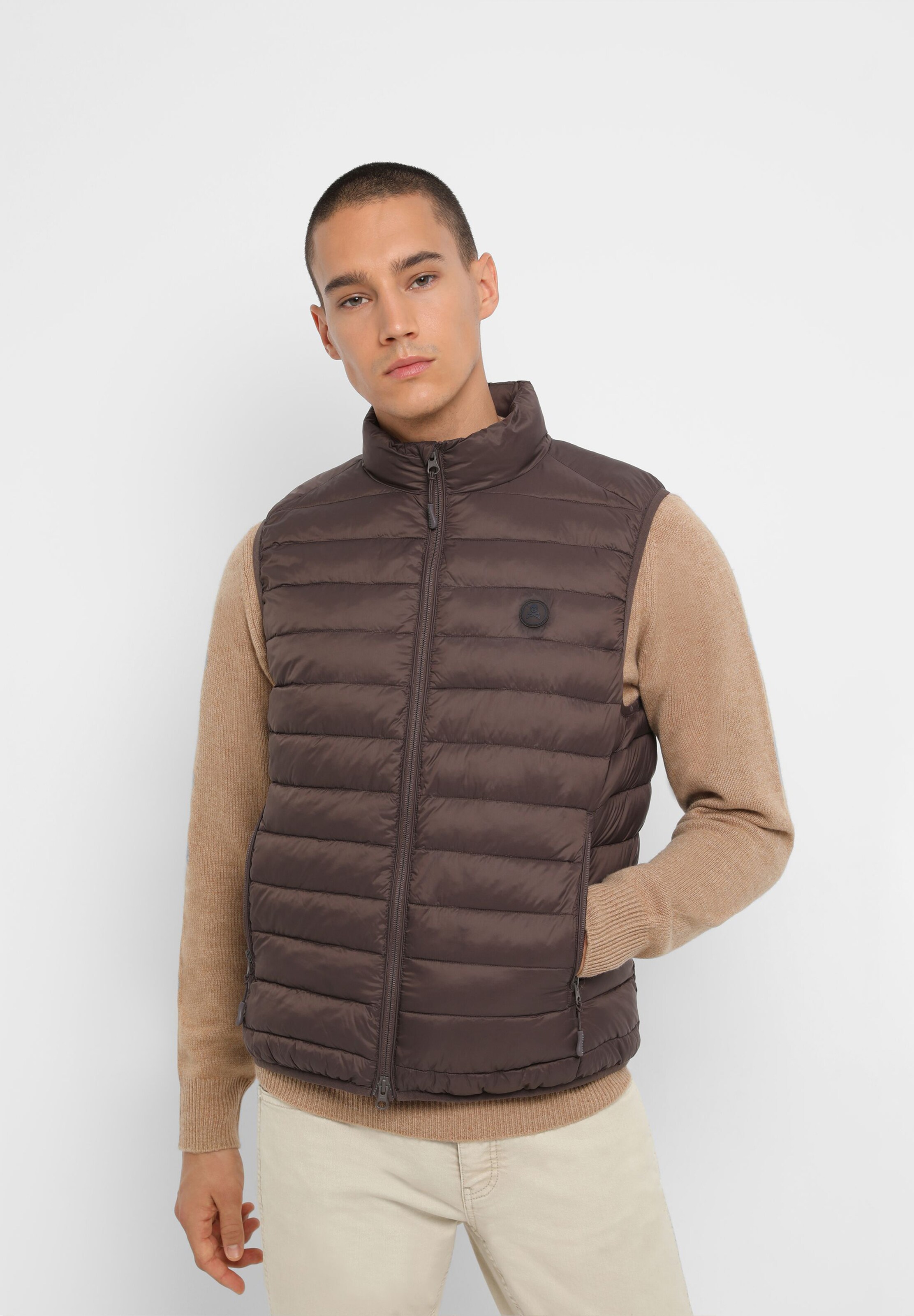 UFQVg Giacche Scalpers Gilet in Marrone Scuro 