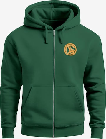 Neverless Sweatjacke 'Landschaft Badge' in Grün: Vorderseite