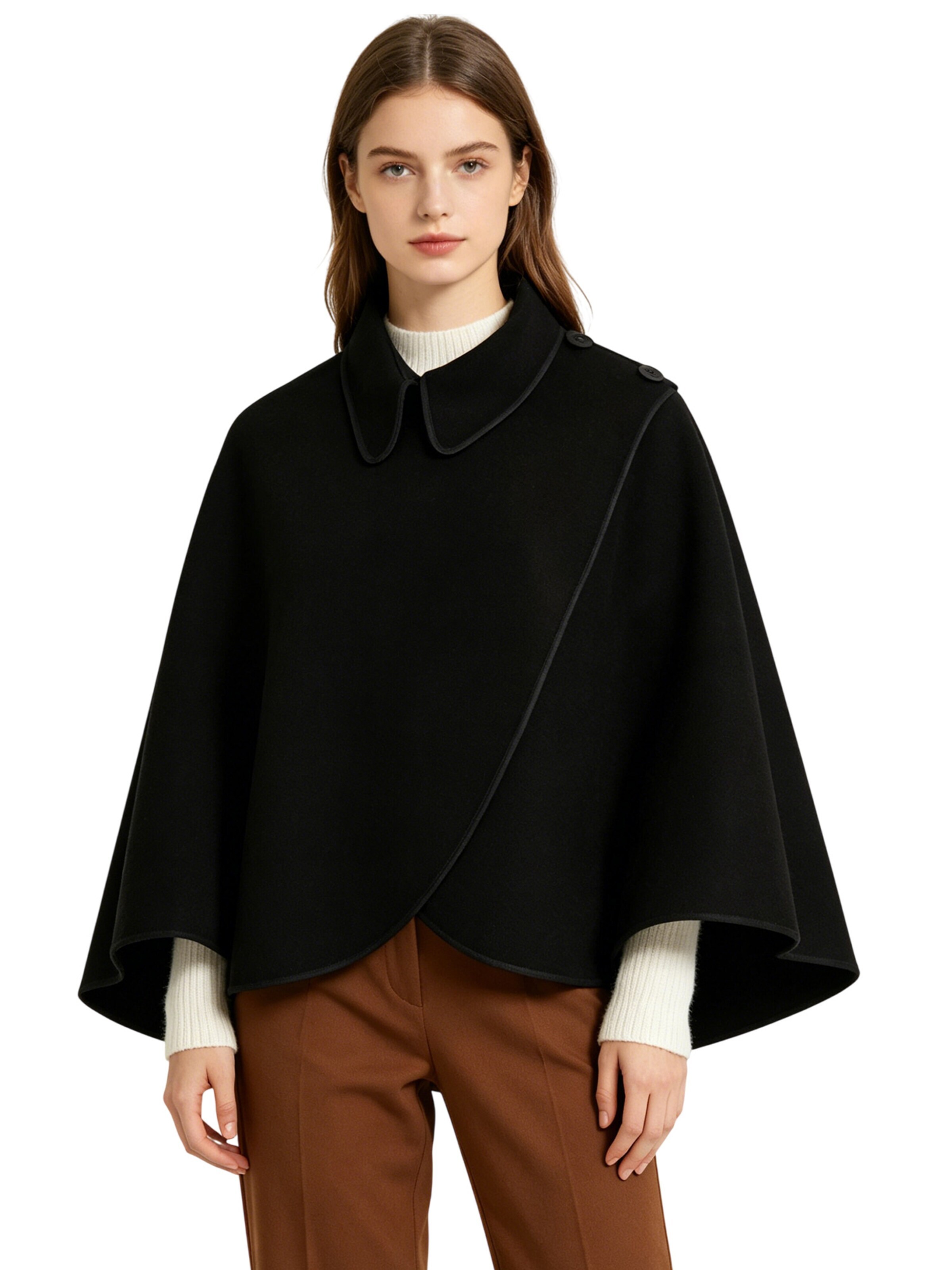 Magicshe Cape 'Elegantes Winter Cape' in Black: front