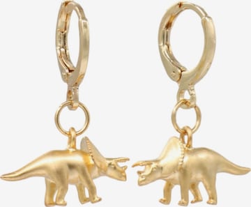Fräulein Wunder Oorbellen 'Dinos Triceratops' in Goud: voorkant