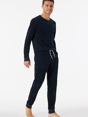 SCHIESSER Pyjama lang ' Warming Nightwear ' in Blauw: voorkant
