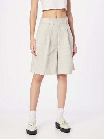 Banana Republic Wide leg Bandplooibroek in Wit: voorkant