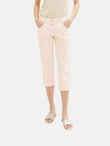 Coupe slim Pantalon TOM TAILOR en beige : devant