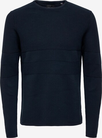 Pull-over 'Niko' Only & Sons en bleu : devant