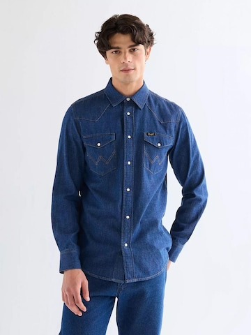 WRANGLER Regular fit Overhemd in Blauw: voorkant