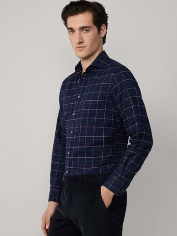 Hackett London Slim Fit Hemd 'Tattersall' in Blau