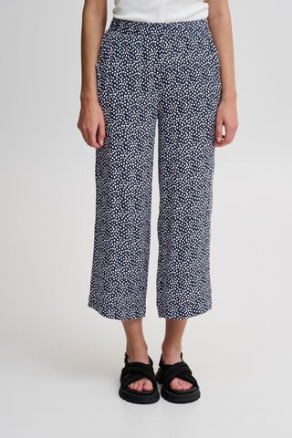 ICHI Wide leg Broek 'Marrakech' in Blauw: voorkant