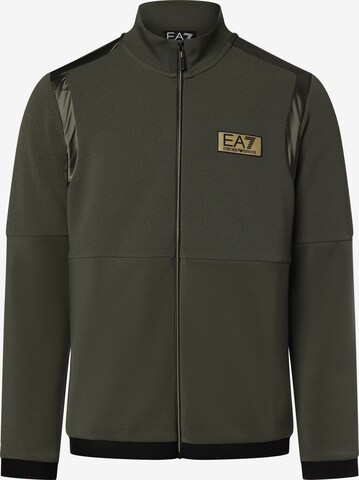 EA7 Emporio Armani Zip-Up Hoodie in Green: front