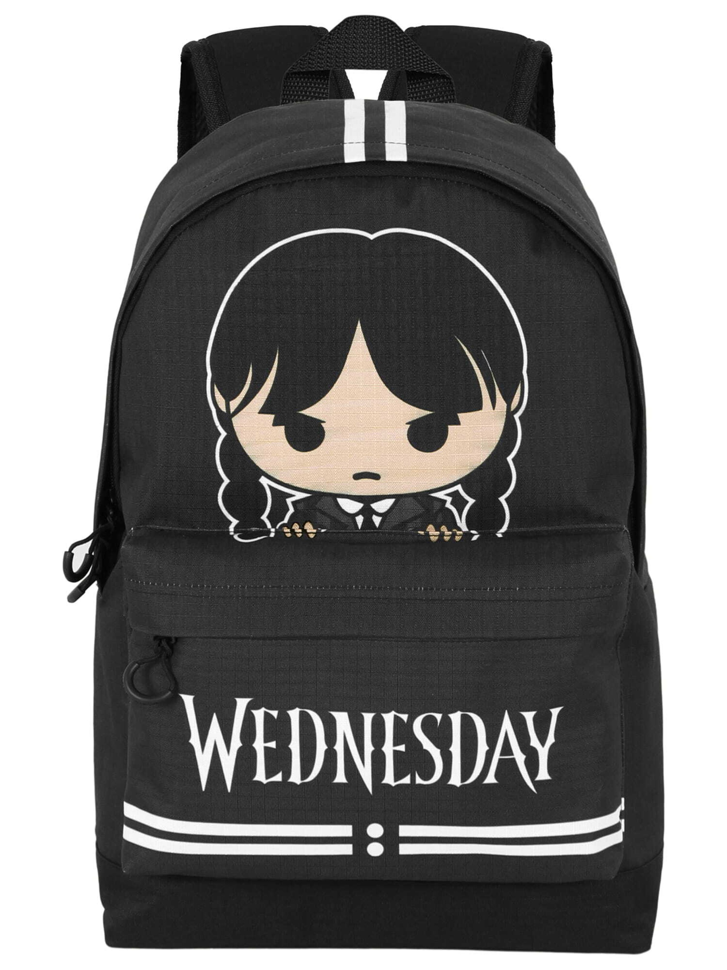 Wednesday Backpack 'Wednesday Adams' in Black: front
