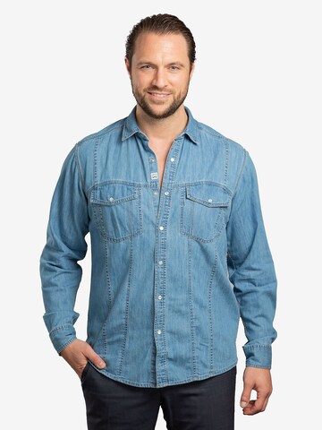 Checker Regular fit Overhemd ' Dynasty Denim ' in Blauw: voorkant