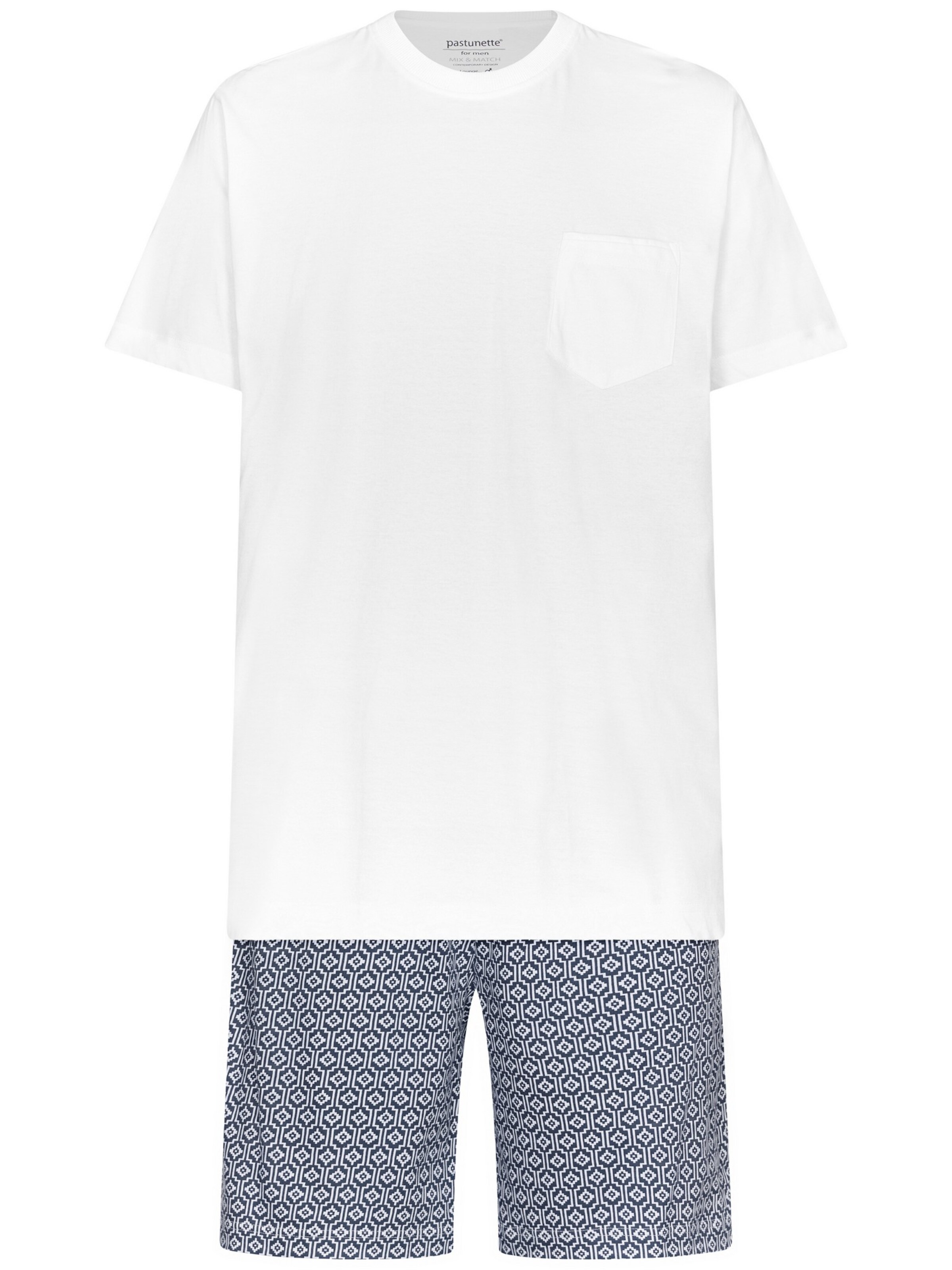 Pyjama court 'Shortama round neck' Pastunette en blanc : devant