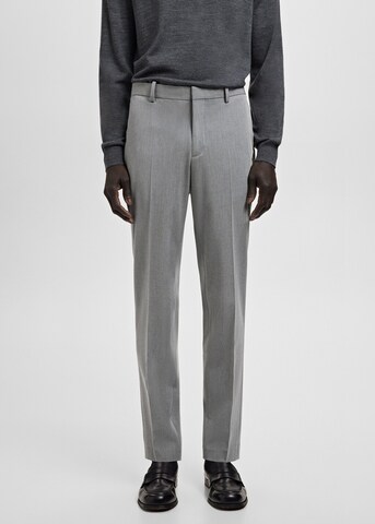 MANGO MAN Slim fit Pleated Pants 'Paris' in Grey: front