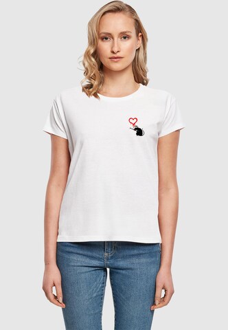 Merchcode Shirt 'Banksy - Love Rat' in White: front