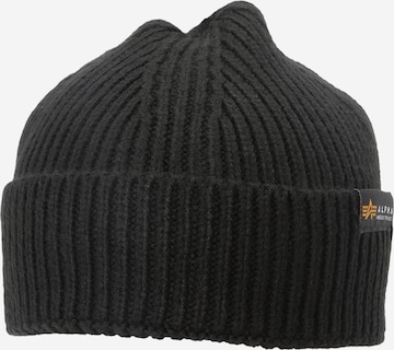 juoda ALPHA INDUSTRIES Megzta kepurė: priekis