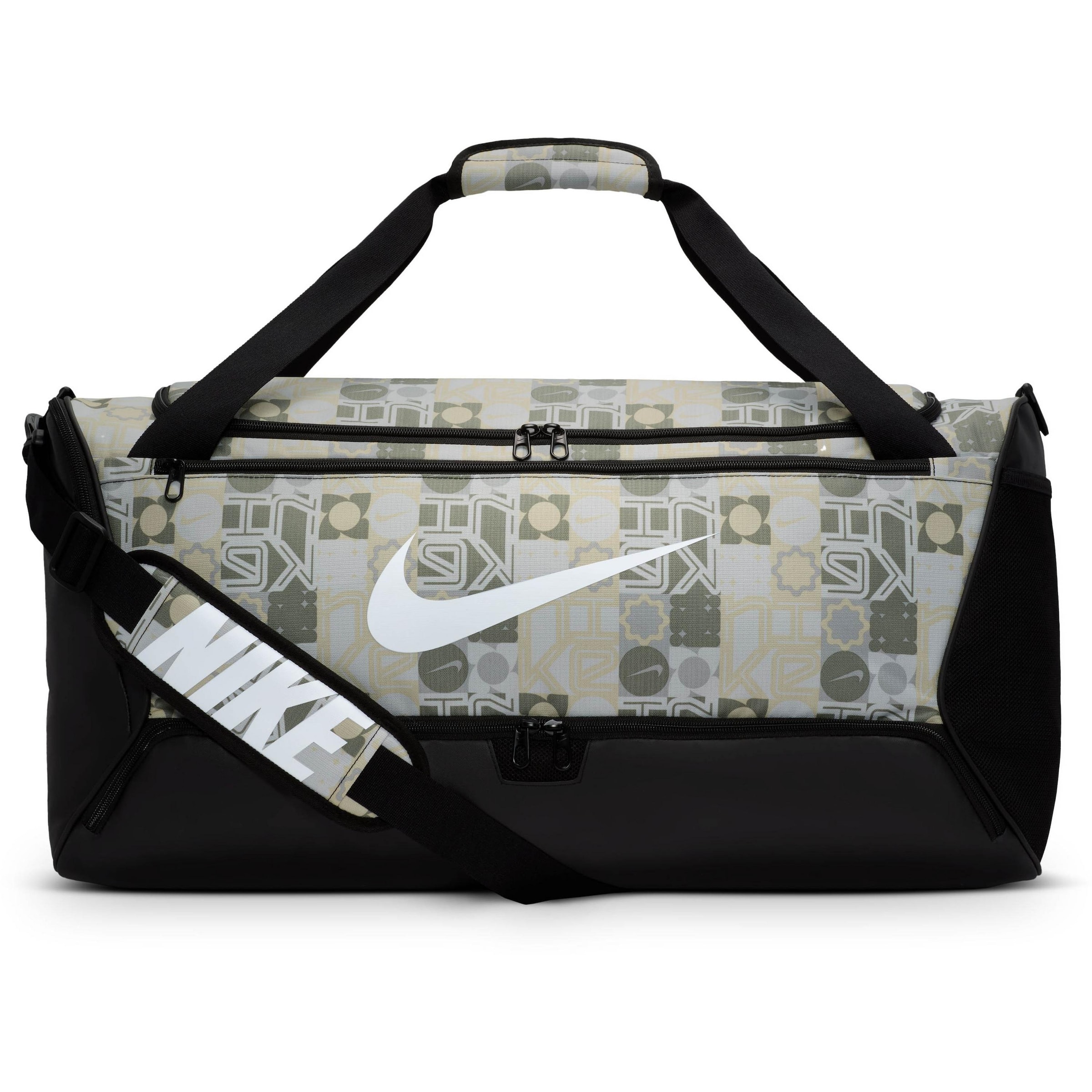 NIKE Sports Bag 'Brasilia' in Grey / Khaki / Black / White, Item view