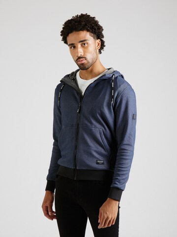 INDICODE JEANS - Sudadera con cremallera 'Duff' en azul: frente