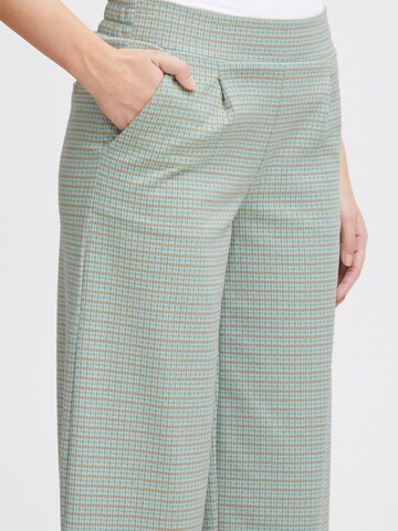 ICHI Wide leg Pleat-front trousers 'KATE' in Green