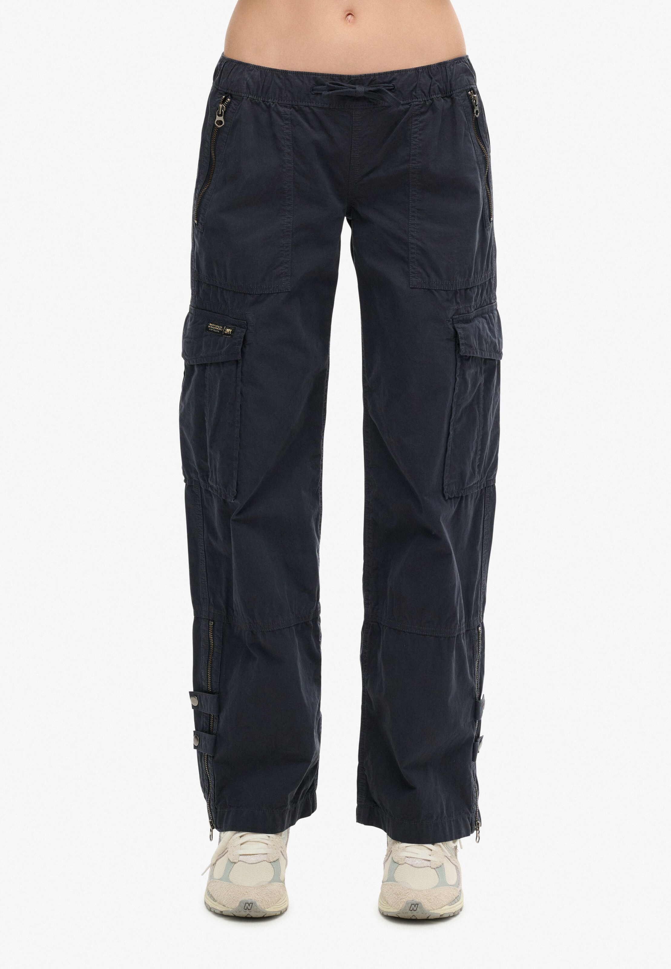 Superdry Wide leg Cargo Pants in Blue: front