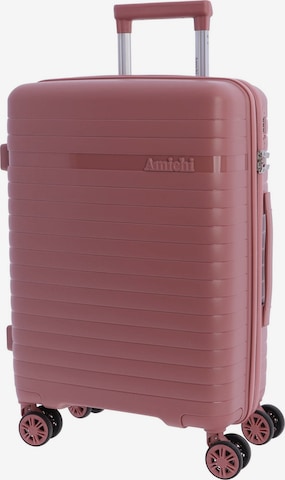 Amichi - Carrito 'AMICHI - Maleta Cabina 55x40x20- Maletas de Viaje - Maletas de Viaje Cabina Apta para Ryannair- Trolley Equipaje para Avion Resistente con 4 Ruedas de 360º y candado TSA' en rosa: frente