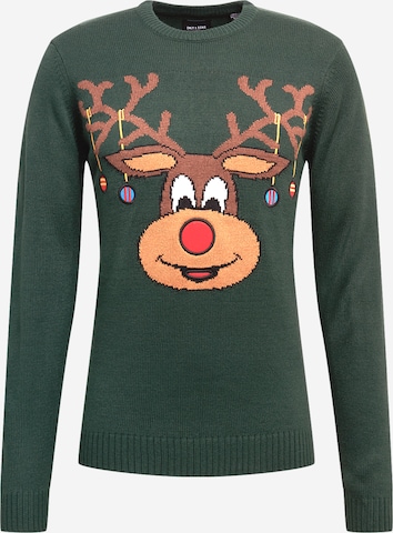 Only & Sons Regular Fit Pullover 'XMAS' in Grün: predná strana