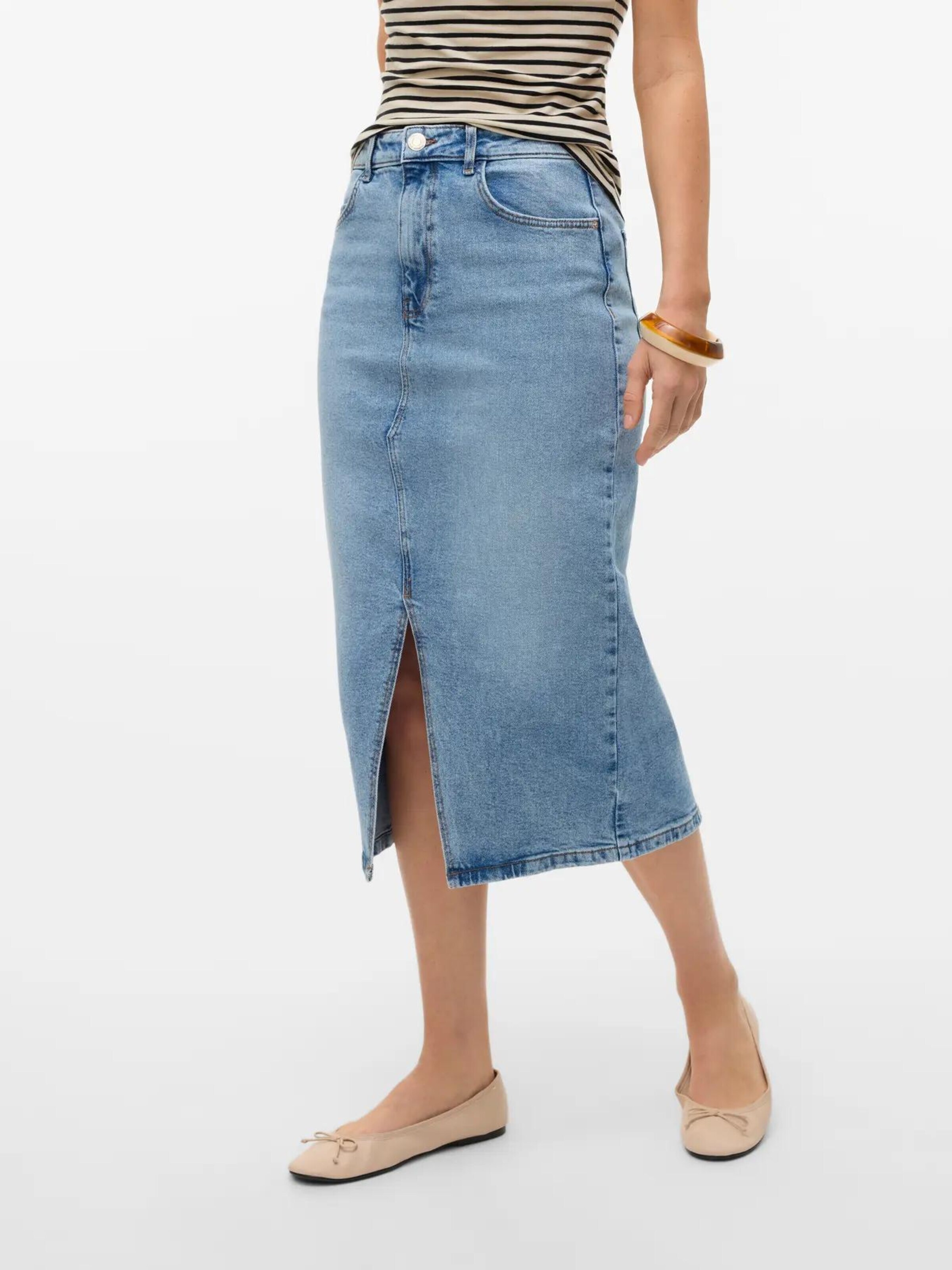 VERO MODA Rok 'Vero Moda Denim rok VMNATALIE High waist Midi-rok' in Blauw