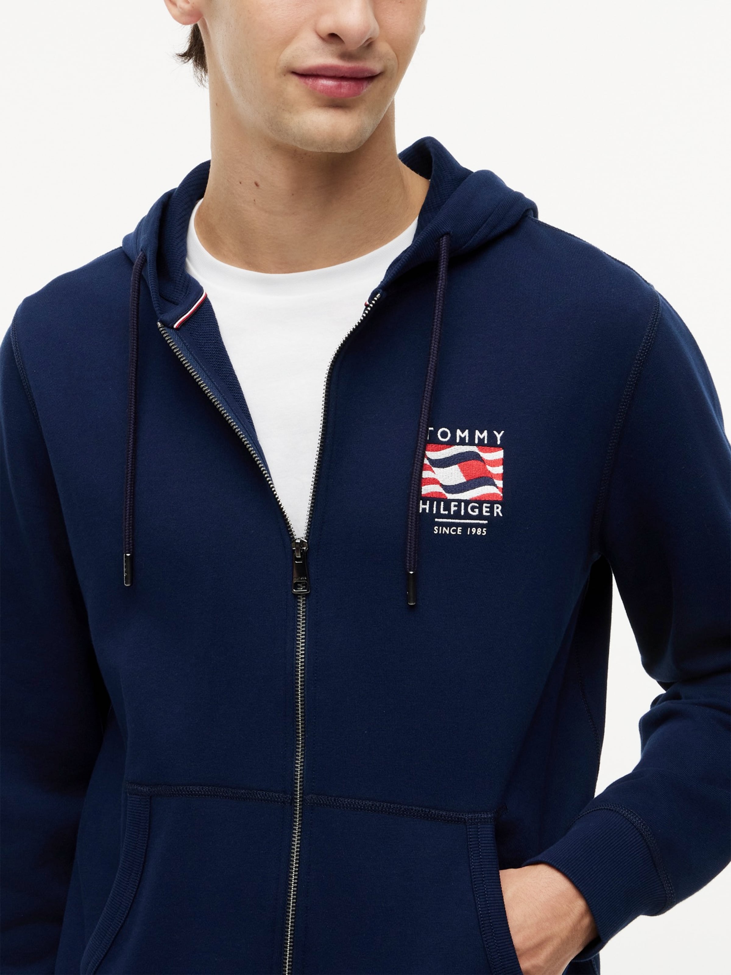 P♡ TOMMY HILFIGER Hanorac 'Flag Embroidery French Zip-thru' pe