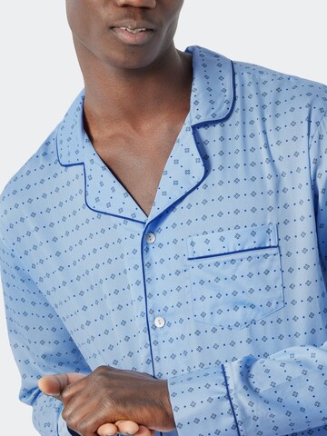 SCHIESSER Pyjamas lång 'Minimal Print' i blå